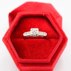 14K White Gold Vintage Engagement Ring